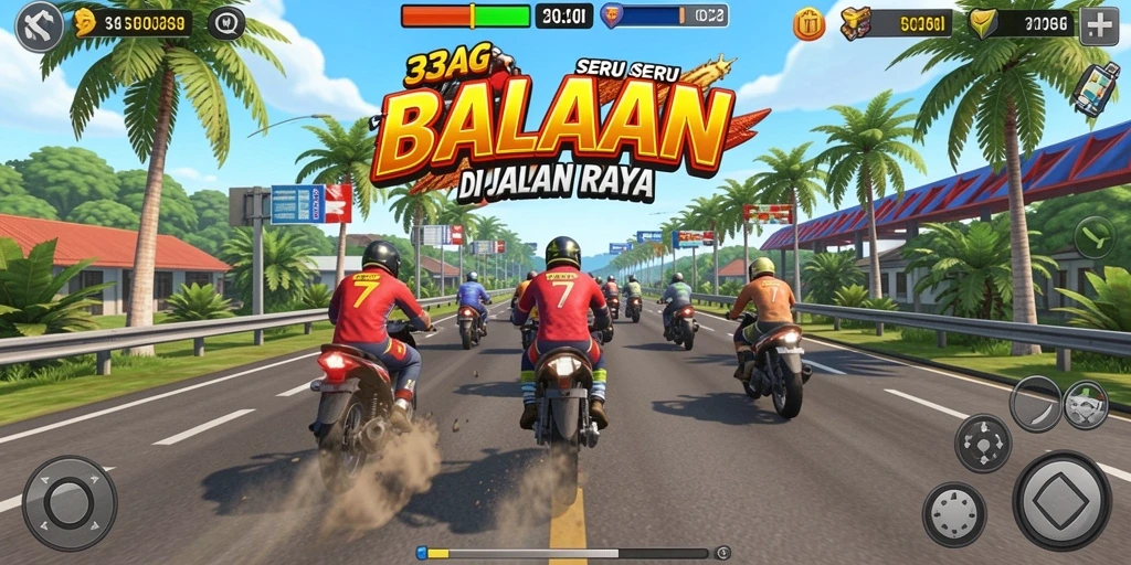 Gameplay seru dengan mobil balap di lintasan menantang.