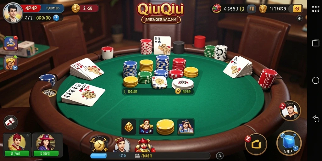 Screenshot 4P4P menampilkan aksi mendebarkan dari permainan QiuQiu.