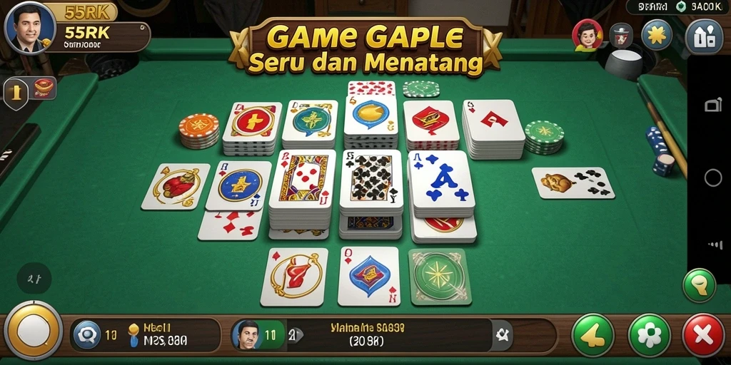 Tampilan gameplay seru dalam 55RK, nikmati permainan Gaple.