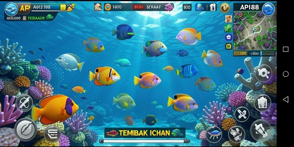 Tangkapan layar utama gameplay Tembak Ikan API88 yang seru.
