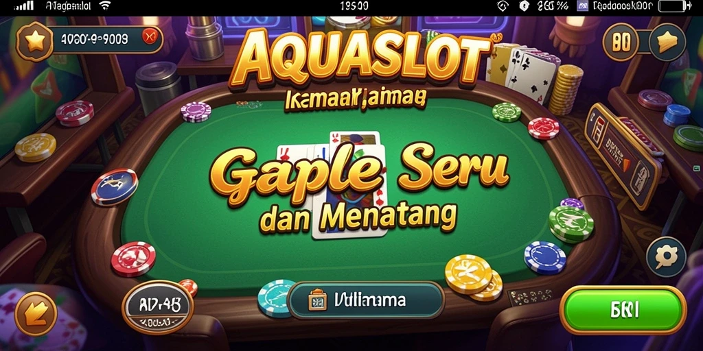 Tampilan screenshot utama AQUASLOT yang menunjukkan keseruan bermain Gaple.