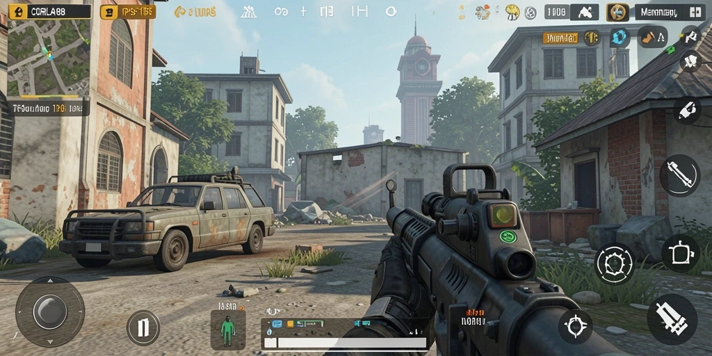 Tampilan gameplay intens dari CORLA188 dengan aksi tembak-menembak.