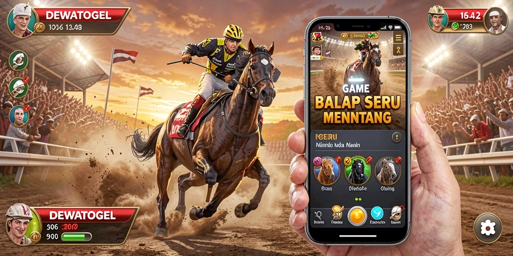 Screenshot gameplay DEWATOGEL menampilkan aksi balapan yang mendebarkan dan seru.