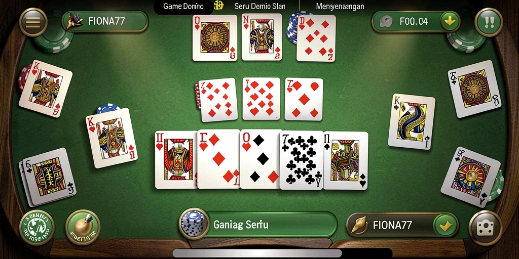 Screenshot dari gameplay FIONA77 menampilkan keseruan bermain Domino.