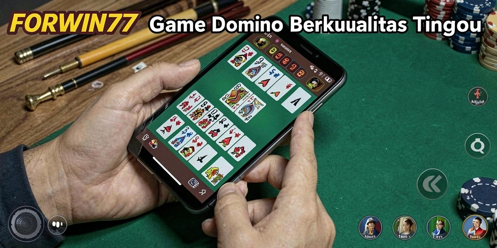 Menampilkan tampilan menarik dari gameplay Domino FORWIN77.