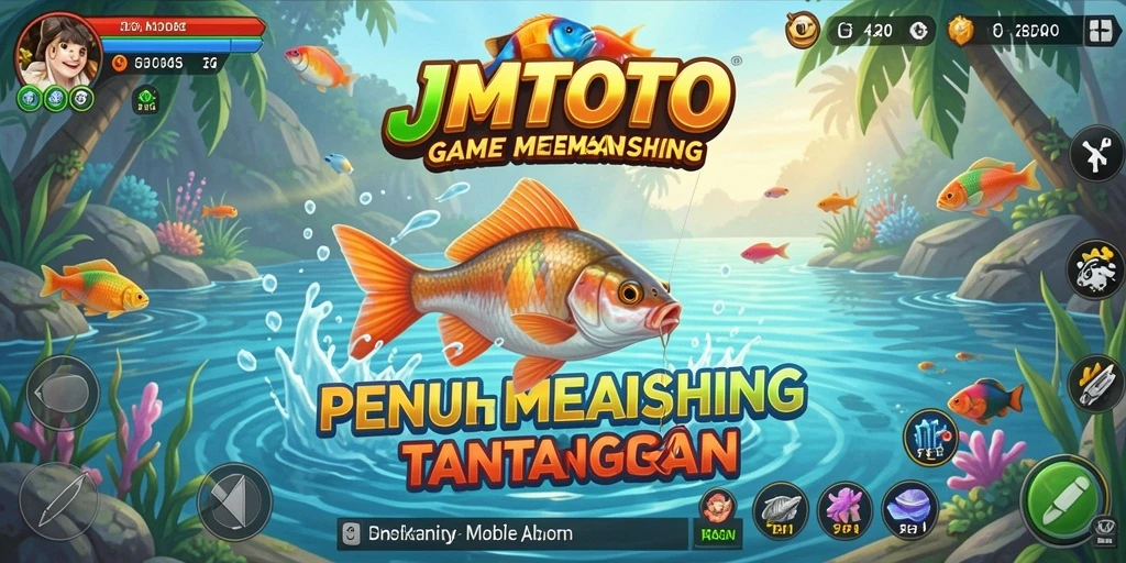 Tampilan gameplay seru dari JMTOTO yang mencakup aktivitas memancing.