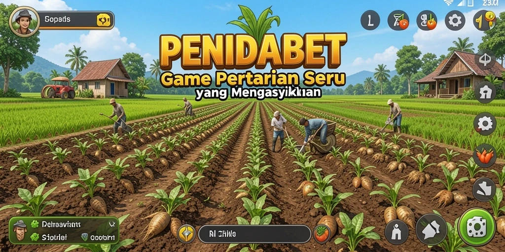 Screenshot gameplay pertanian di PENIDABET yang menunjukkan kebun yang luas.