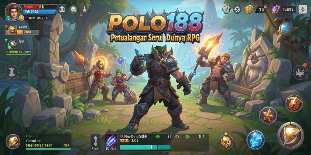 Screenshot utama menunjukkan aksi pertarungan seru di dunia RPG.