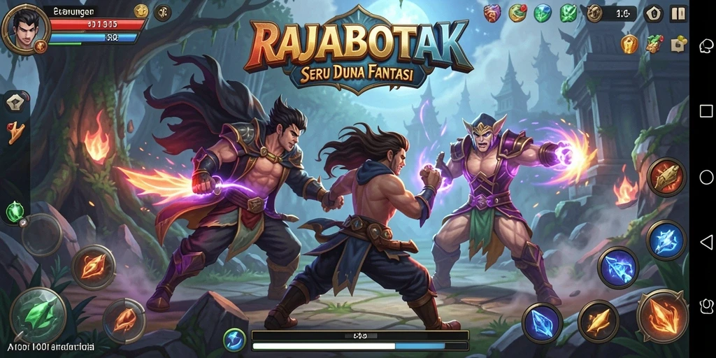 Screenshot utama RAJABOTAK menampilkan aksi pertarungan yang menakjubkan.