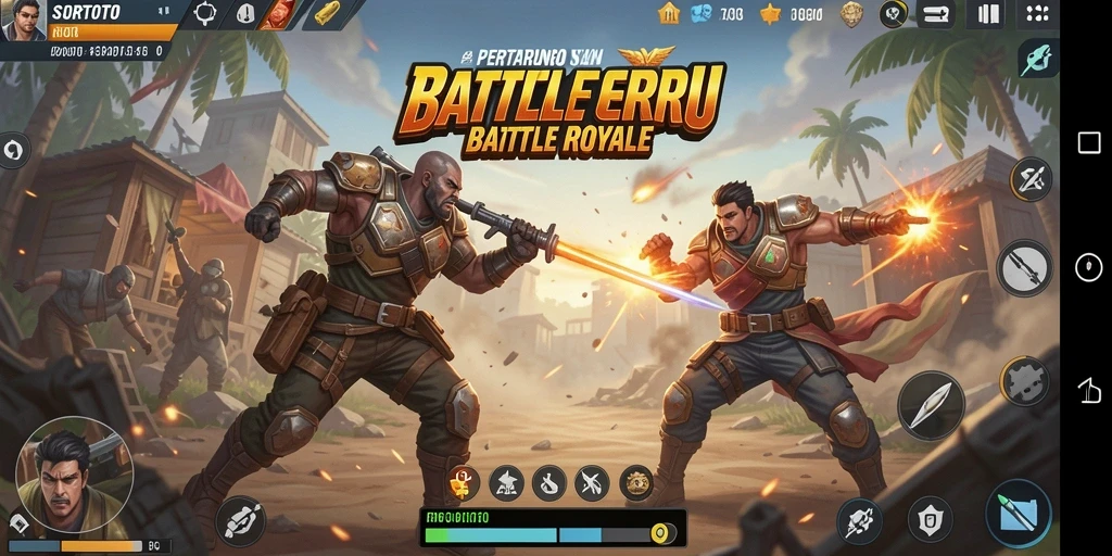 Tangkapan layar SORTOTO menampilkan pertempuran epik dalam Battle Royale.
