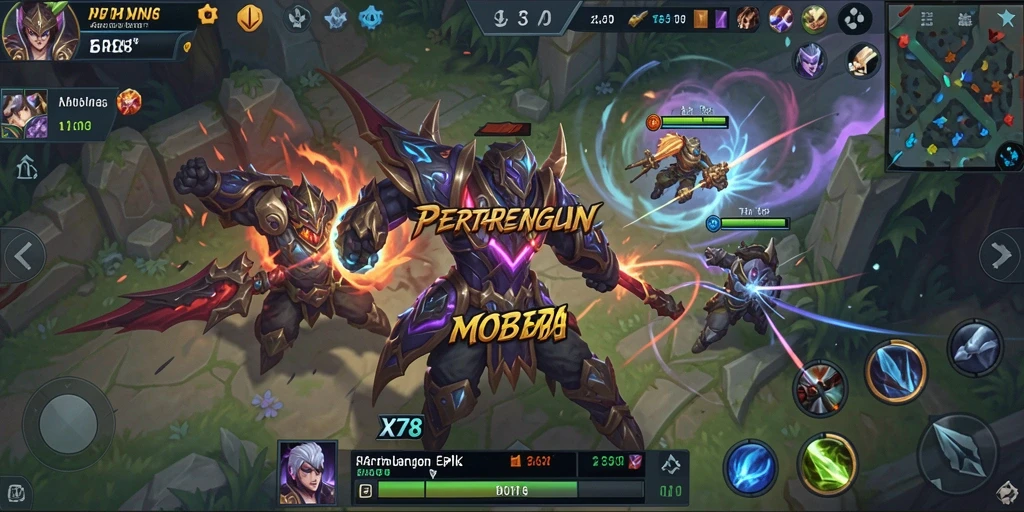 Tampilan gameplay X78 yang mendebarkan dan penuh aksi dari arena MOBA.