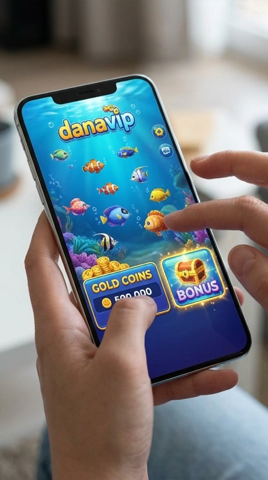 Tampilan aplikasi danavip dengan antarmuka yang ramah pengguna.